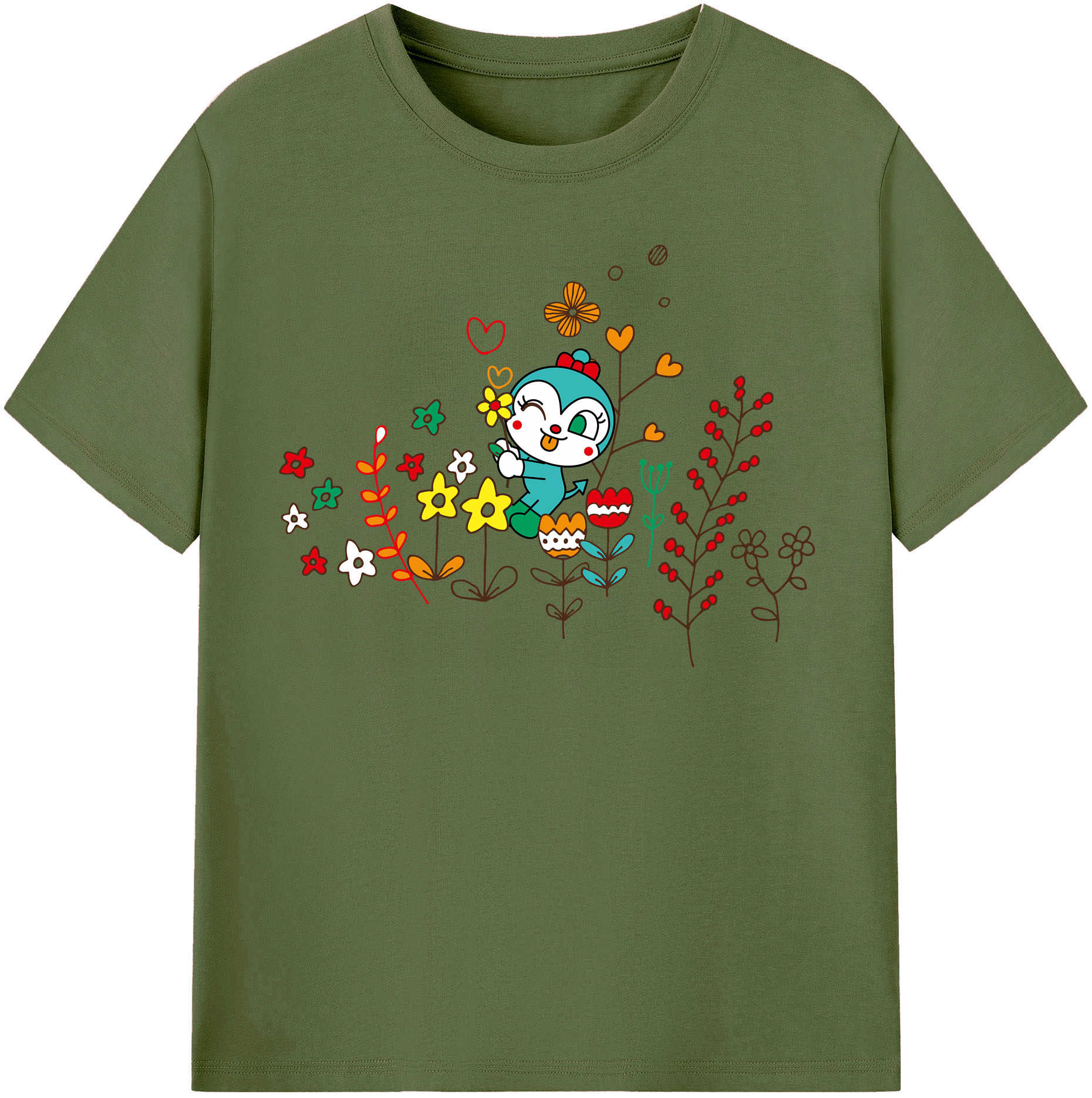 （画像用） アンパンマン Anpanman 綿100％半袖Tシャツ（フロントプリント）